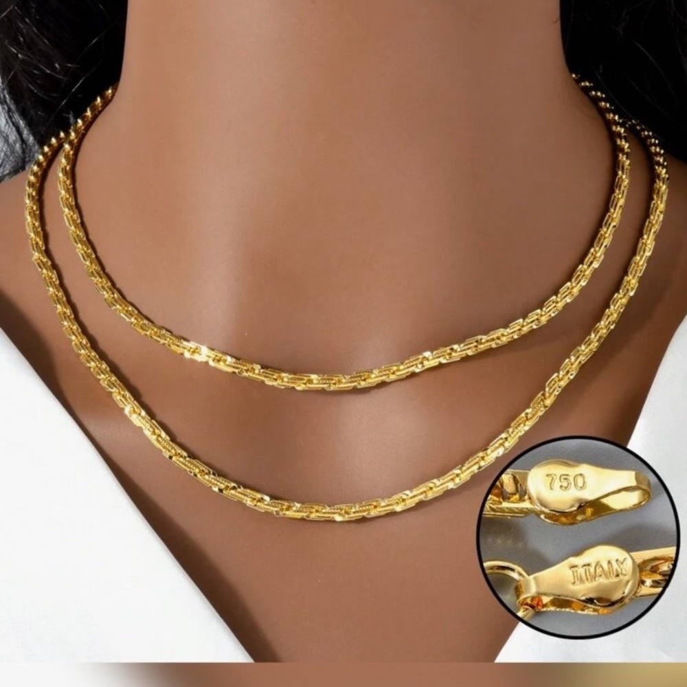 💖  18K Gold-Plated Chain Necklace – Italian Design, Marked 750🎁✨💖